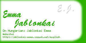 emma jablonkai business card